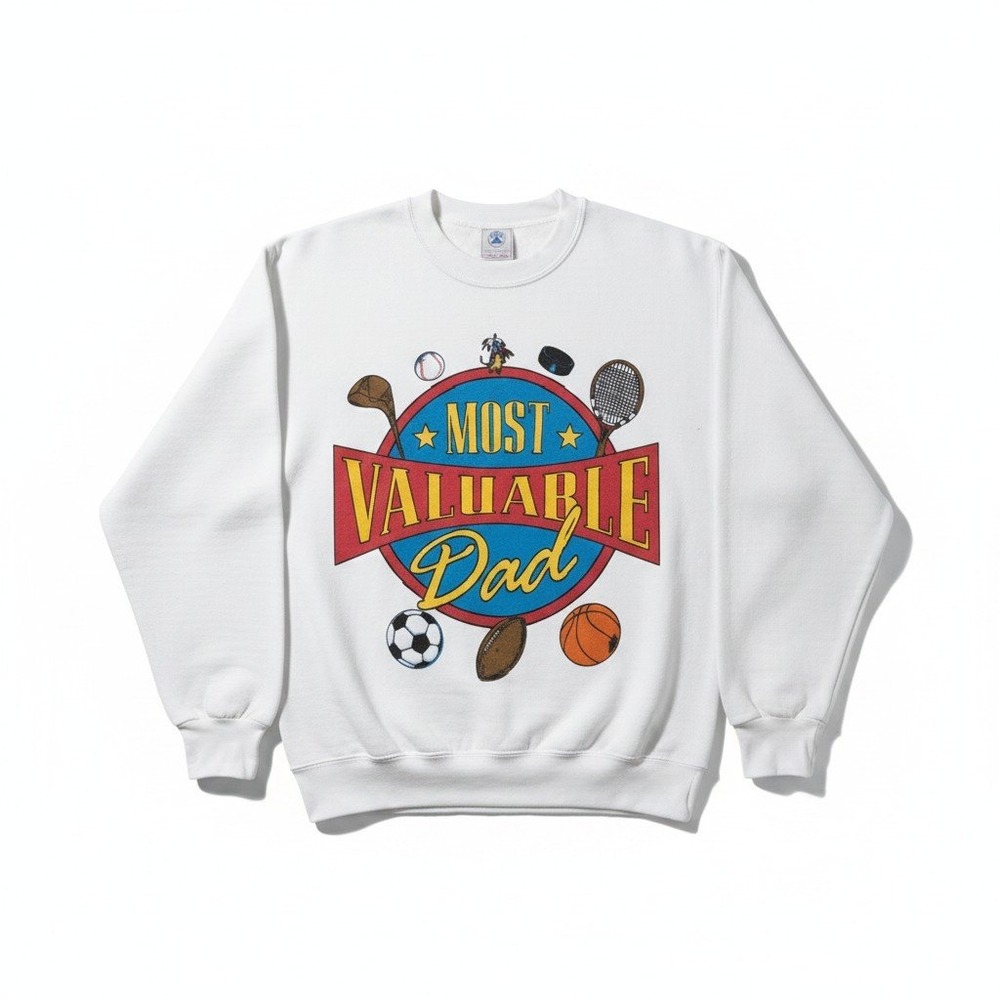 Vintage Delta 1990's Most Valuable Dad Sweatshirt Crewneck White Large